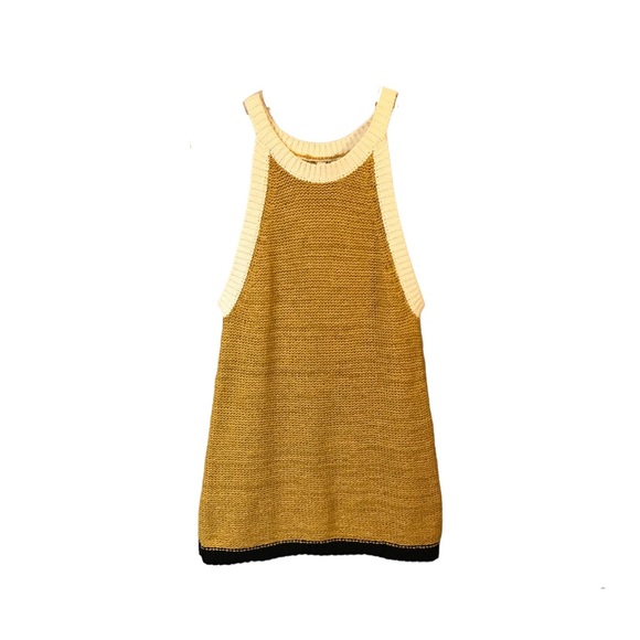 Moth Mustard Sleeveless Colorblock Spring Sweater - Picture 1 of 9